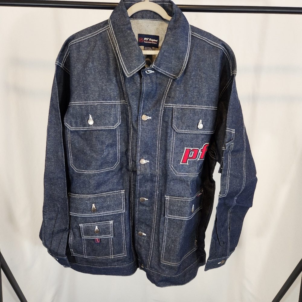 PF Original Denim Trucker Jacket NWOT 100%Cotton rigid blue Denim